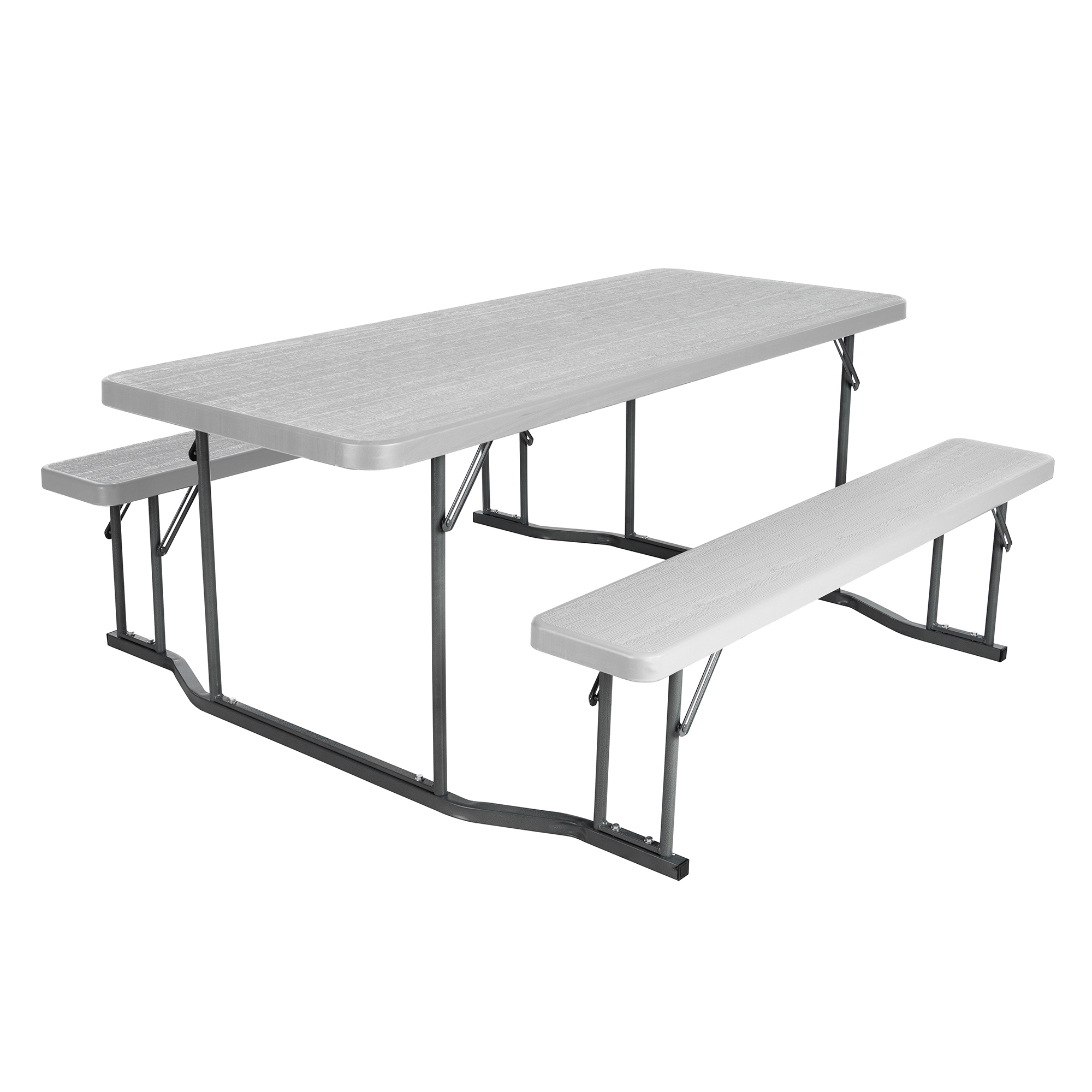 6ft Picnic Table with Two Benches (White and Gray)