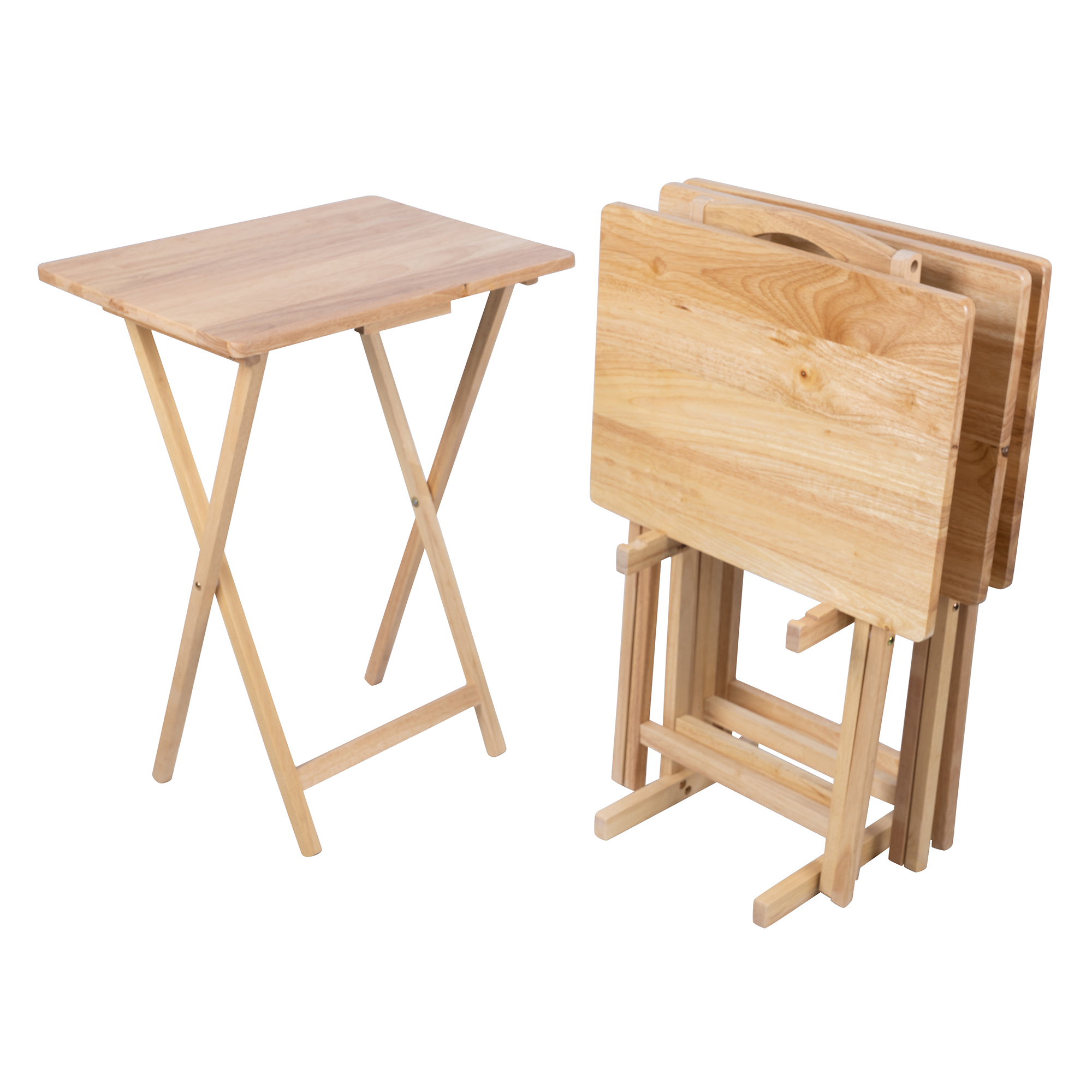 Folding TV Tray, 5-Piece Set (Light Wood)