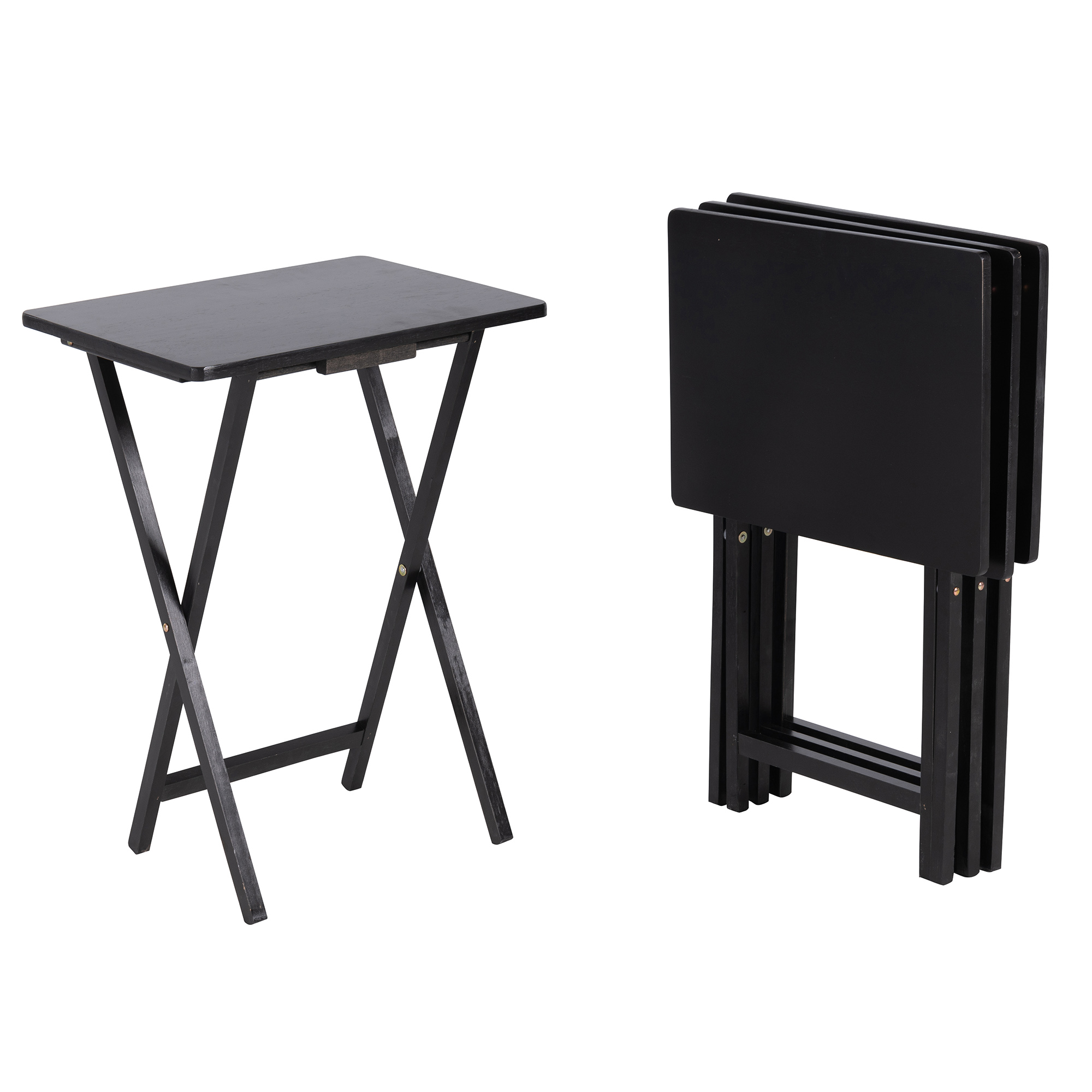 Folding TV Tray, 5-Piece Set (Black)