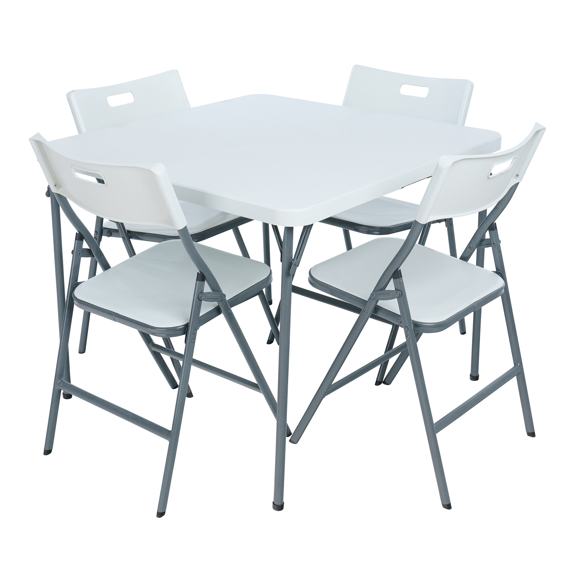 5-Piece Injection Molded Centerfold Table and Chair Set (White)