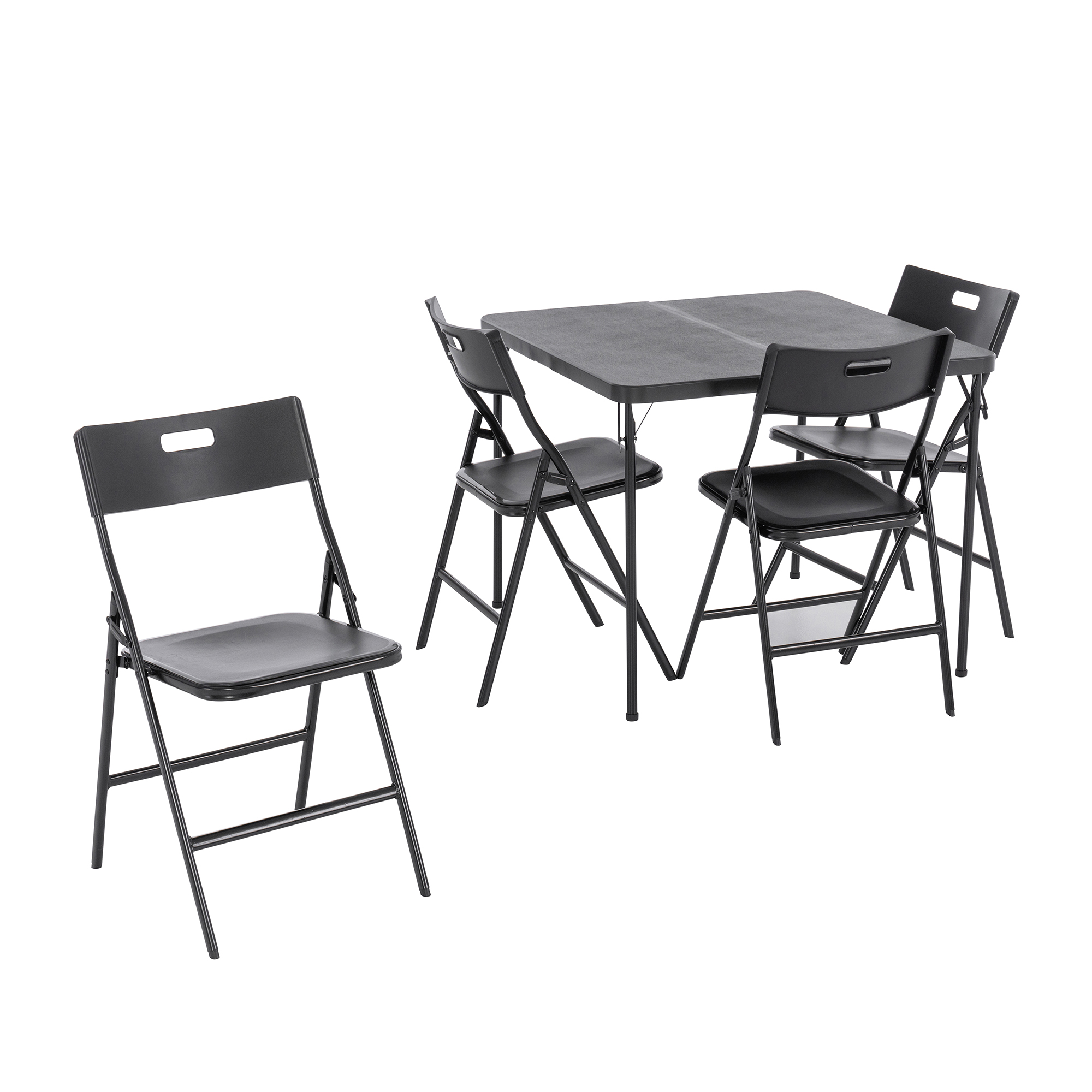 5-Piece Injection Molded Centerfold Table and Chair Set (Black)