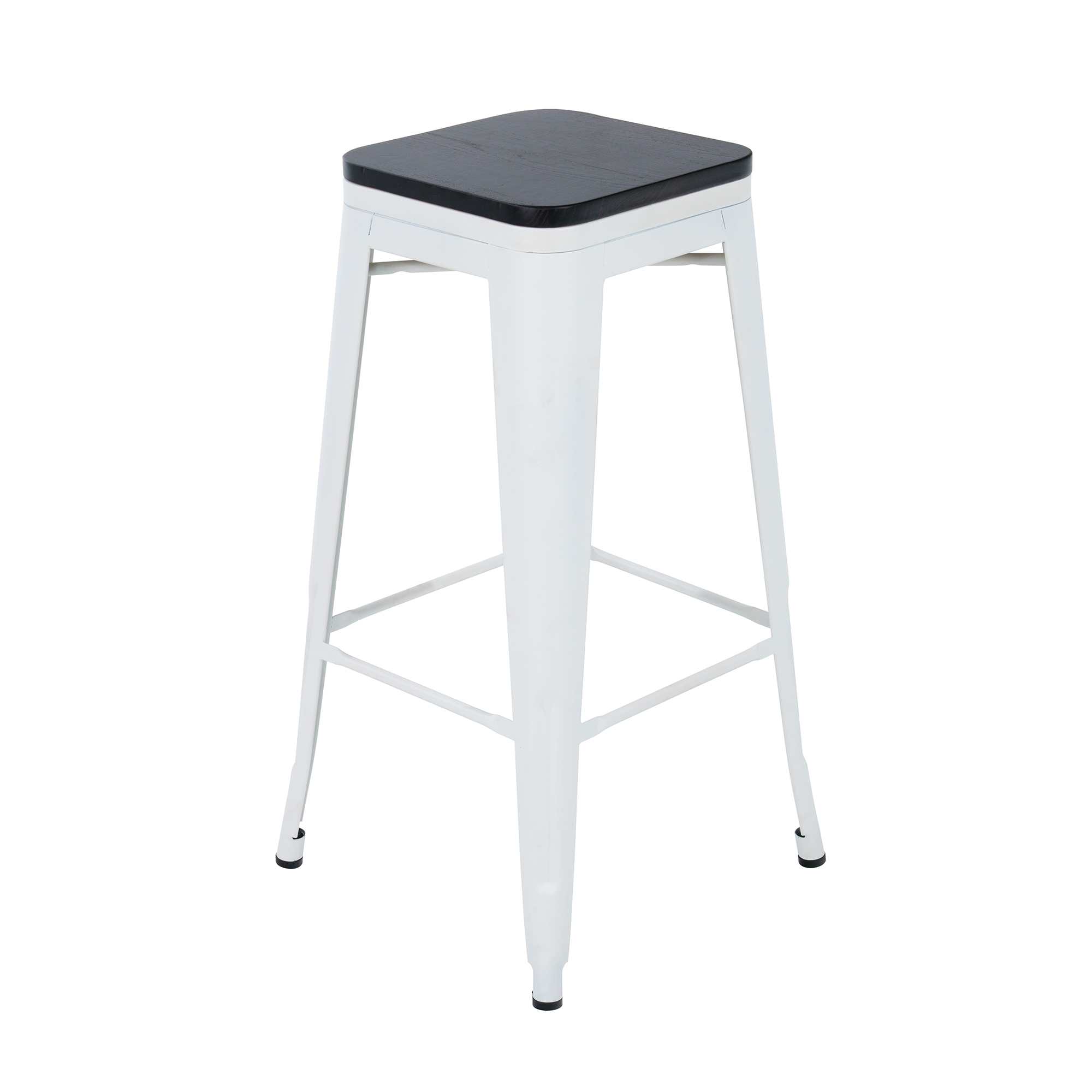 30-inch Dark Wood and Metal Bar Stool (White)
