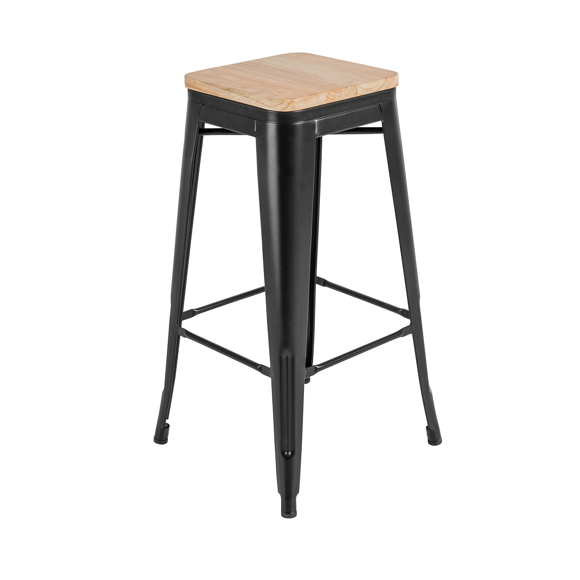 30-inch Natural Wood and Metal Bar Stool (Black)